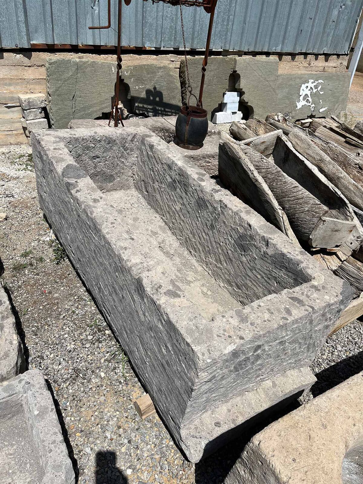 Limestone Trough — long stone trough with a thick rim